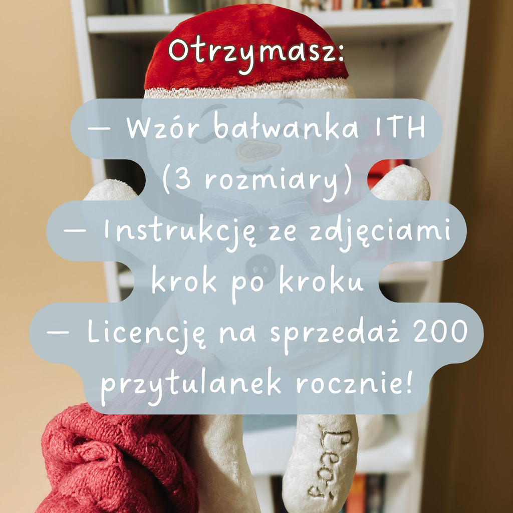 Pluszowy bałwanek, wzór na hafciarki – 3 rozmiary z instrukcją PDF krok po kroku