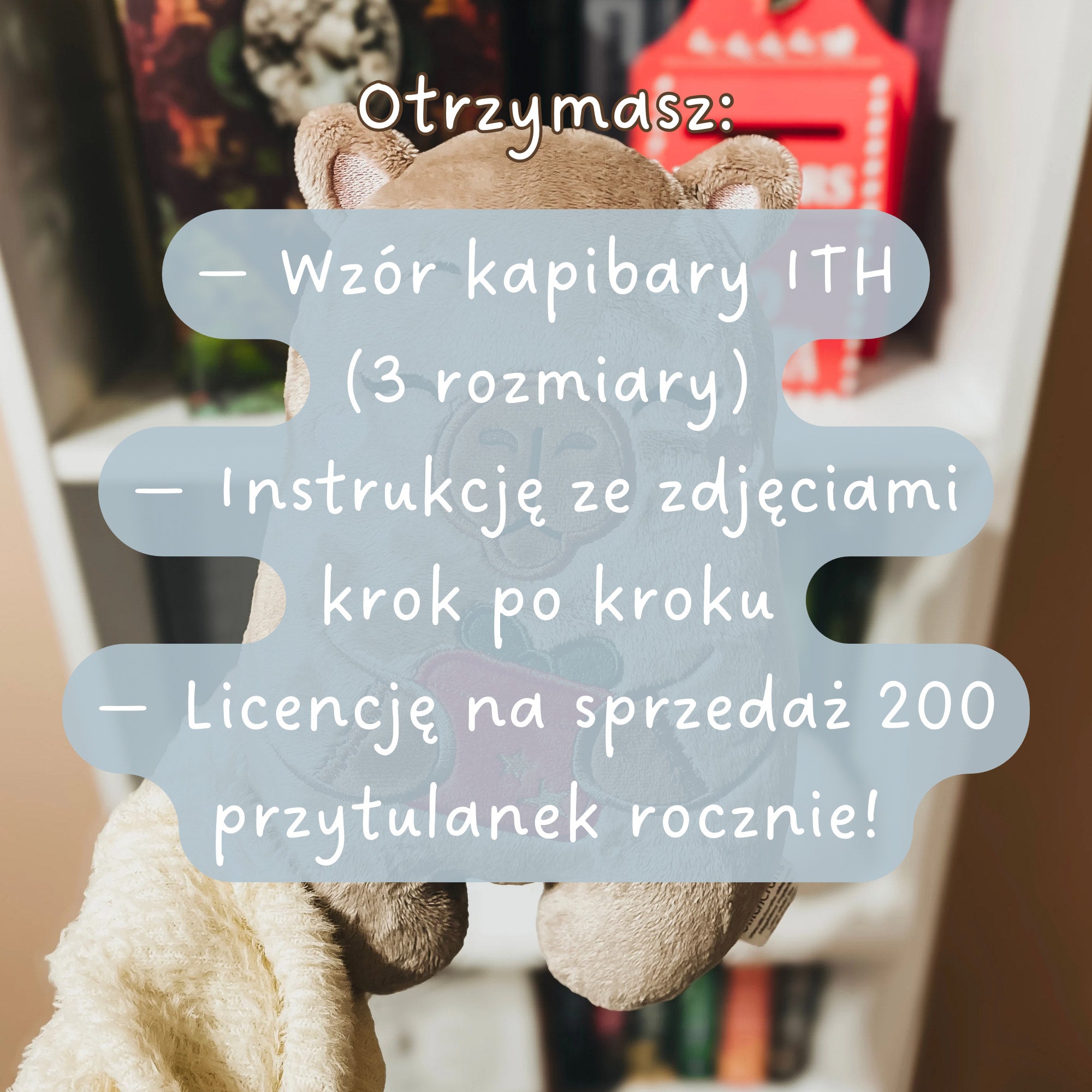 Świąteczna kapibara in-the-hoop – wzór haftu maskotki, projekt na hafciarki